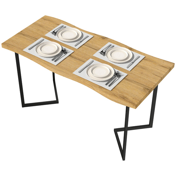 55" dining table with thick top, oak effect and black
