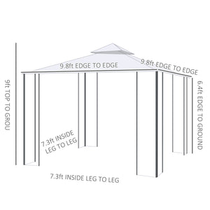 Gazebo 10 x 10 en acier avec rideaux en maille amovibles, étagères et structure en acier, beige