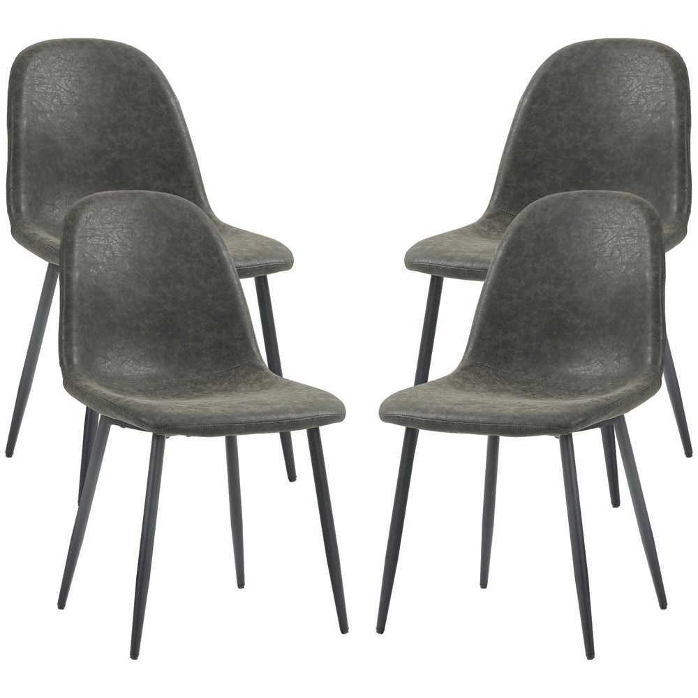 Lot de 4 chaises de salle à manger rétro rembourrées en cuir synthétique