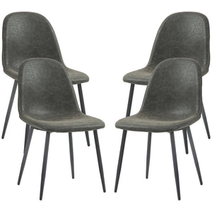Lot de 4 chaises de salle à manger rétro rembourrées en cuir synthétique