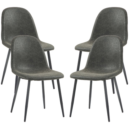 Lot de 4 chaises de salle à manger rétro rembourrées en cuir synthétique
