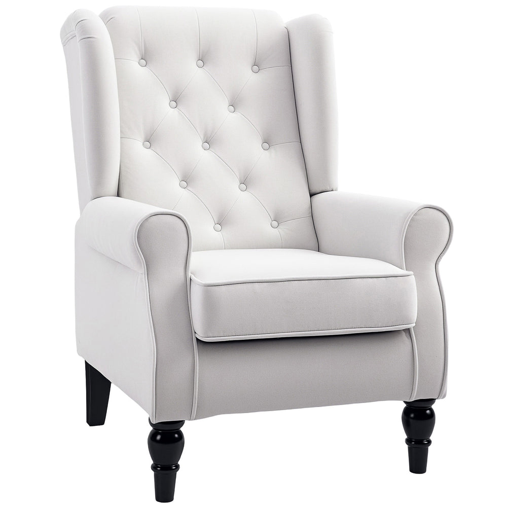 Fauteuil d'appoint capitonné à boutons, blanc