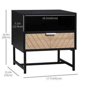 Table de chevet moderne, noir et chêne