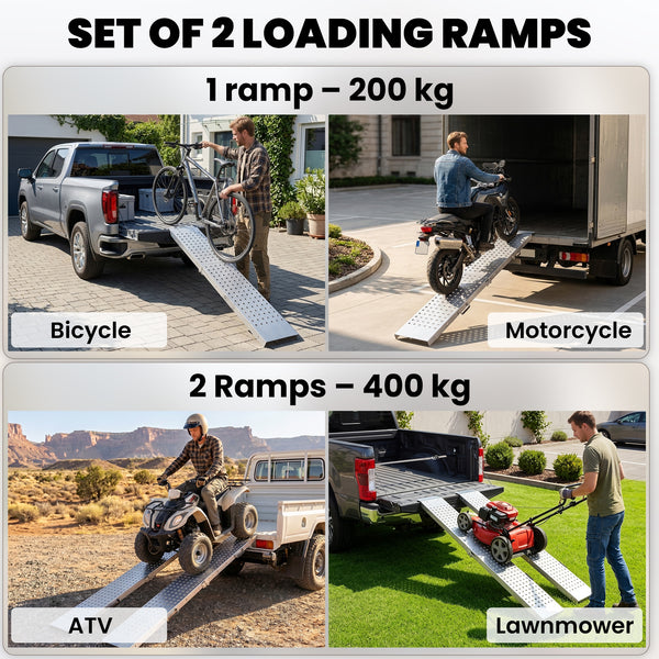Folding Loading Ramps, 2 PCS 70.9" x 10" Motorcycle ATV Trailer Truck Ramps with 880 lb Total Capacity, Handles, Silver