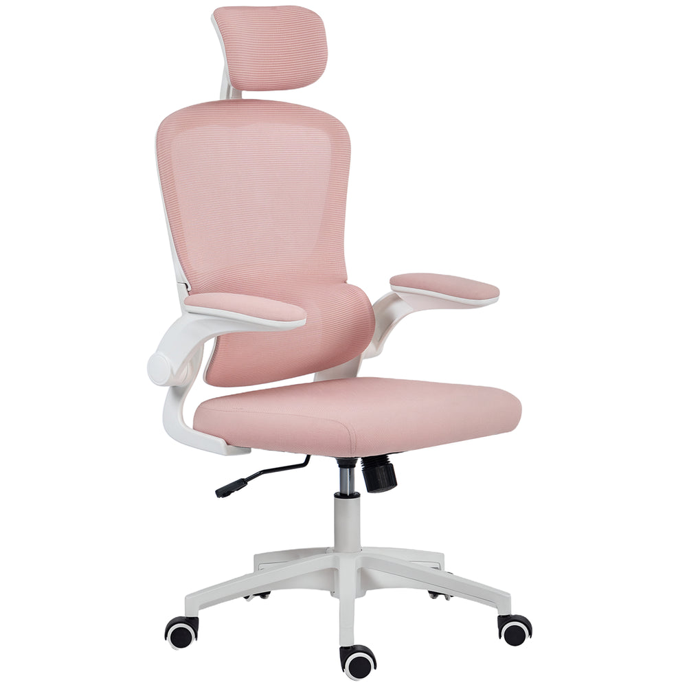 Chaise de bureau ergonomique en maille avec soutien lombaire, rose