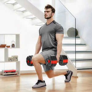 Ensemble d’haltères ajustables 6 en 1 de 66 lb avec barre, kettlebell et supports à pompes