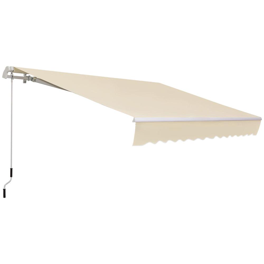 12' x 8' Retractable Patio Awning Sunshade Shelter with Manual Crank Handle UV & Water-Resistant for Deck Balcony Cream