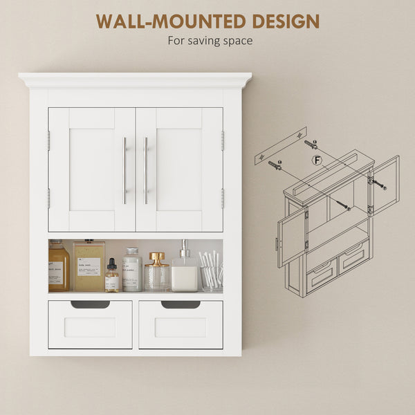 Armoire murale de salle de bain avec étagère, blanc