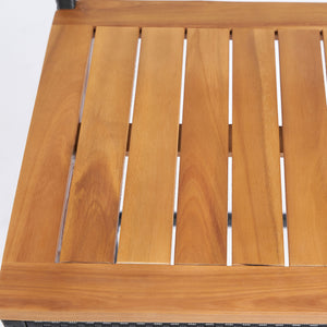 Ensemble de bar 3 pièces en osier, table et chaises de bar avec plateau en bois d'acacia, bois naturel