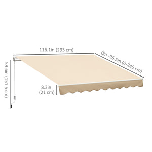 10' x 8' Manual Retractable Awning, Sun Shade Shelter Canopy, with Aluminum Frame and UV Protection for Patio Deck Yard Window Door, Beige