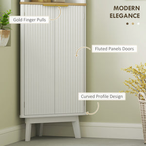 Meuble de salle de bain 170 cm de haut, meuble de rangement étroit avec profil incurvé et étagères réglables, blanc
