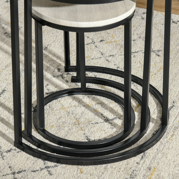 Lot de 3 tables gigognes empilables avec structure en acier, gris