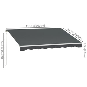 Stores automatiques rétractables électrique 10' x 8' avec télécommande, manivelle et cadre en aluminium, gris