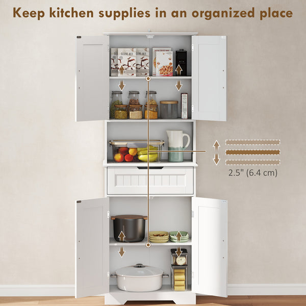 Buffet de cuisineavec petit comptoir ouvert, 4 portes, tiroir, blanc