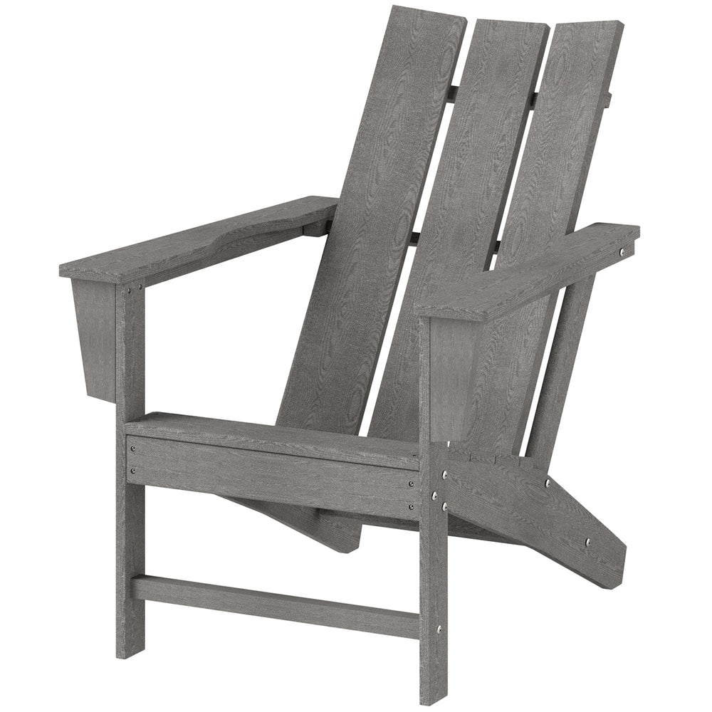Chaise Adirondack en plastique avec dossier haut et larges accoudoirs, gris foncé