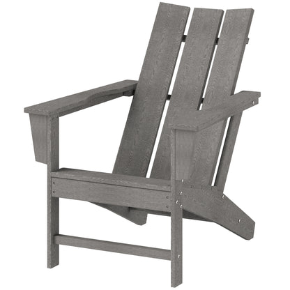 Chaise Adirondack en plastique avec dossier haut et larges accoudoirs, gris foncé