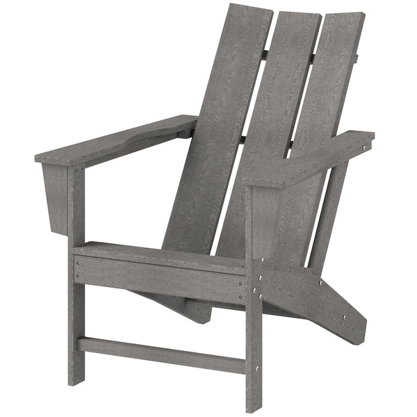 Chaise Adirondack en plastique avec dossier haut et larges accoudoirs, gris foncé