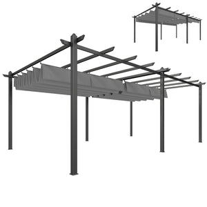 Pergola rétractable 19,6 pi x 11,7 en aluminium pour barbecue, patio, jardin, terrasse