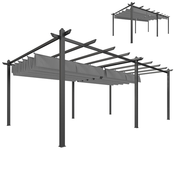 Pergola rétractable 19,6 pi x 11,7 en aluminium pour barbecue, patio, jardin, terrasse