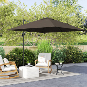 Parasol déporté carré de 8 pieds avec base en croix, marron
