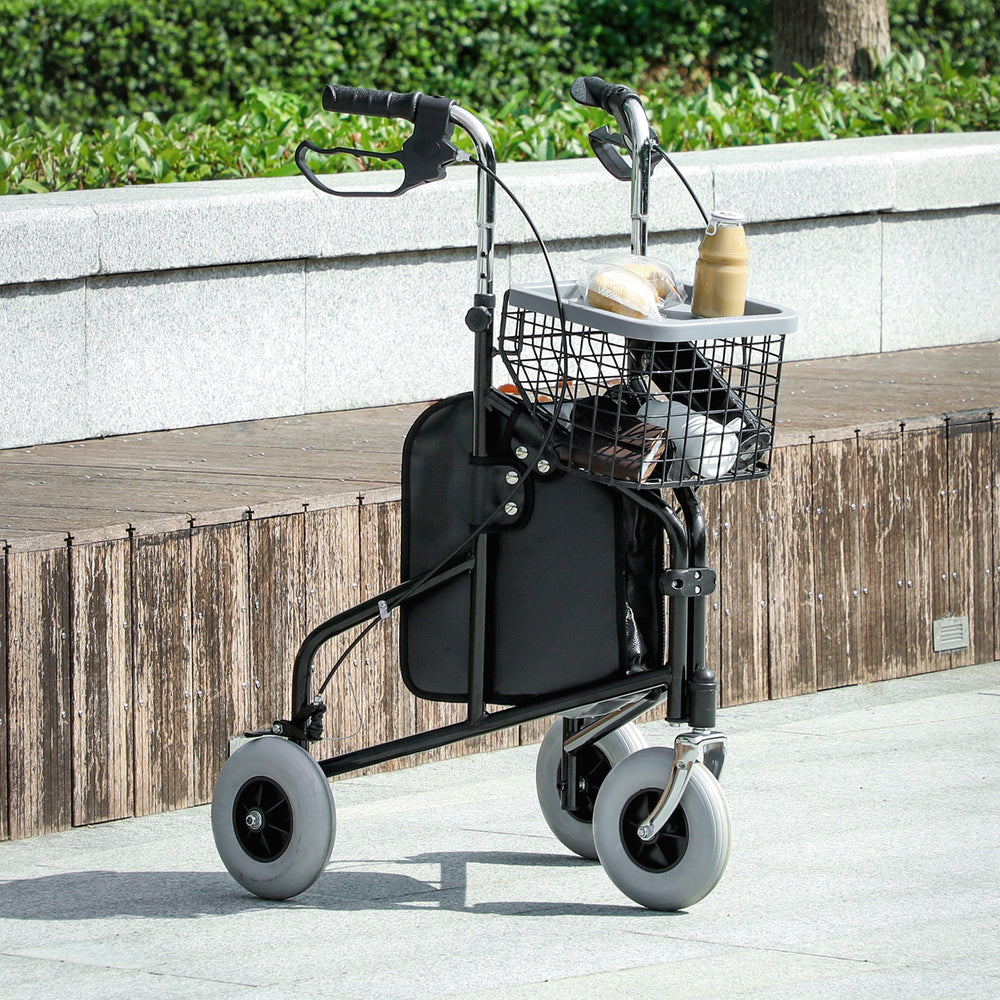 Upright Rollator Walker with Adjustable Handle Height, Black