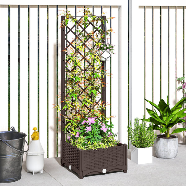 Jardinière surélevée avec treillis, plate-bande surélevée en plastique avec trous de drainage et bouchons de drainage