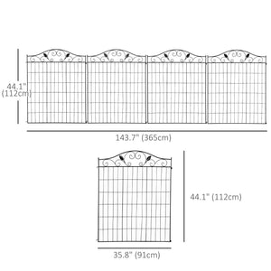 Clôture décorative de jardin à 4 panneaux