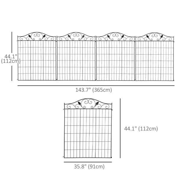 Clôture décorative de jardin à 4 panneaux
