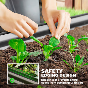 Jardinière d'extérieur surélevée en acier galvanisé avec tuteur en métal, gris foncé