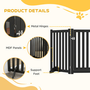 Barrière pour chien pliable à 3 panneaux avec pieds, noire