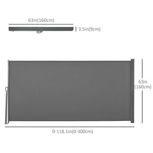 Store latéral pliable et rétractable, gris clair