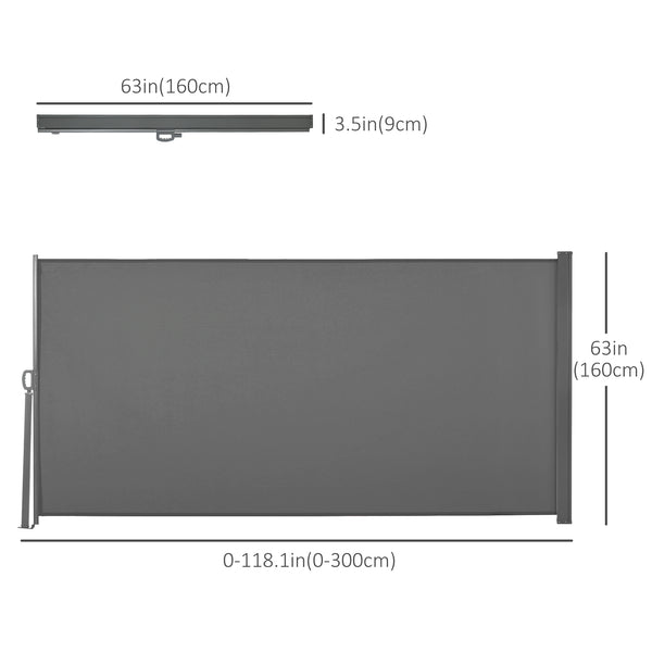 Store latéral pliable et rétractable, gris clair