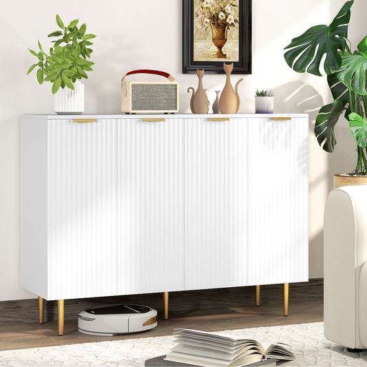 Meuble de rangement de cuisine moderne, buffet avec étagères réglables, blanc