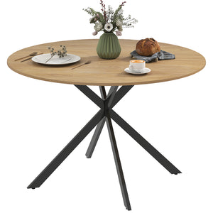 Table de cuisine ronde de 47" pour 4 personnes, style industriel, pieds en acier, marron