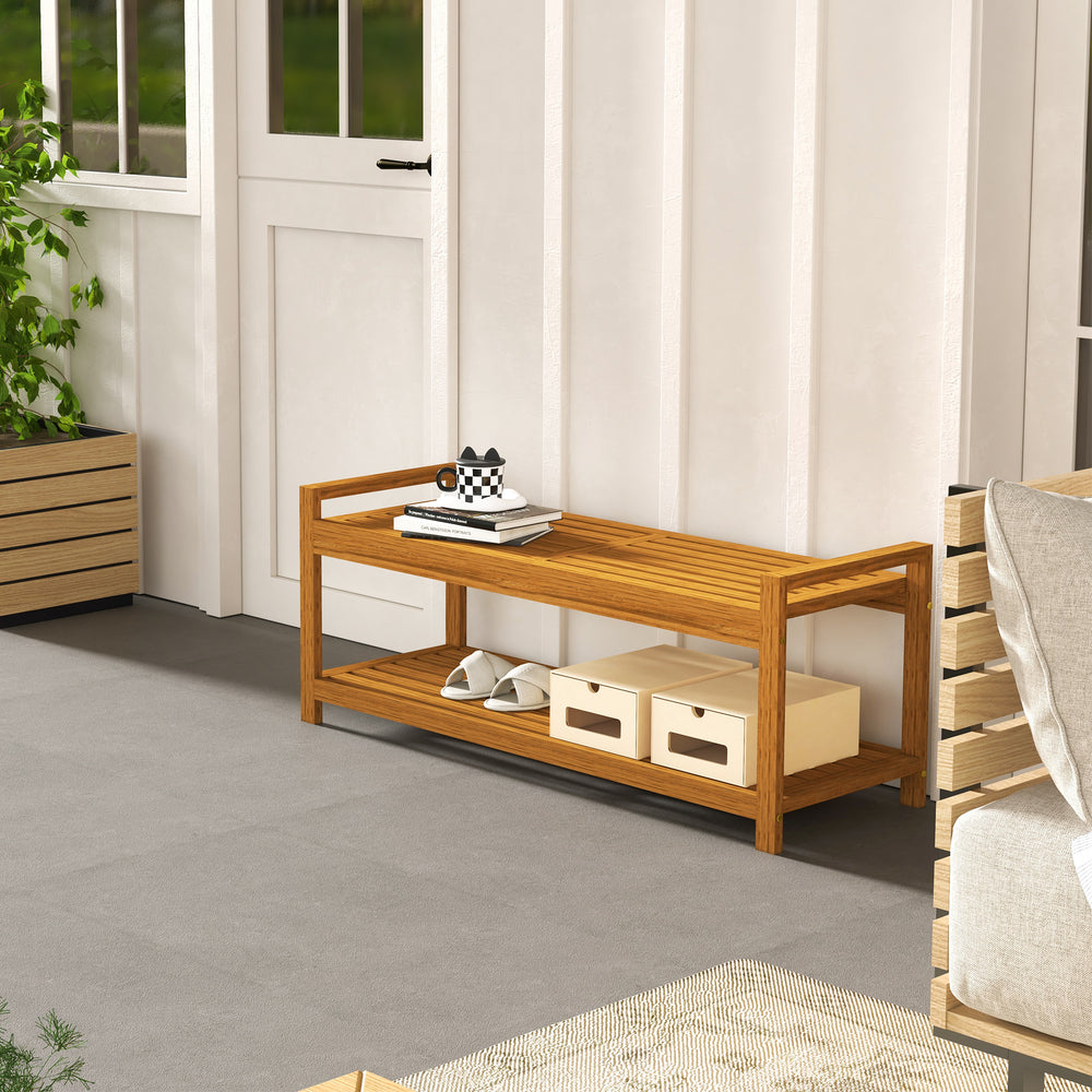 Banc de jardin avec étagère de rangement pour chaussures