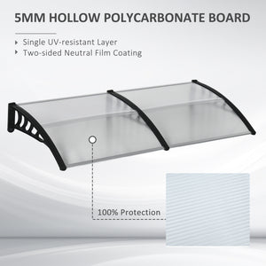 Auvent de porte en polycarbonate transparent de 6,6 x 3,1 pieds