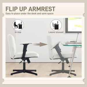 Chaise de bureau à dossier croisé, sans roulettes, blanc crème