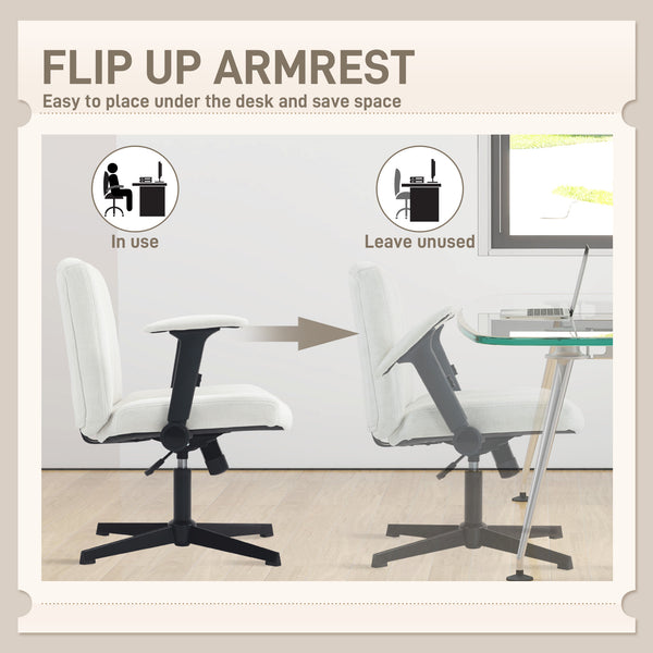 Chaise de bureau à dossier croisé, sans roulettes, blanc crème