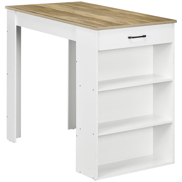 Bar table with drawer and 3 storage shelves