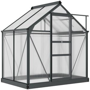 Serre de jardin avec porte coulissante, grise