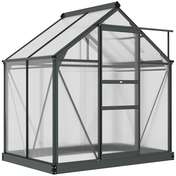 Serre de jardin avec porte coulissante, grise