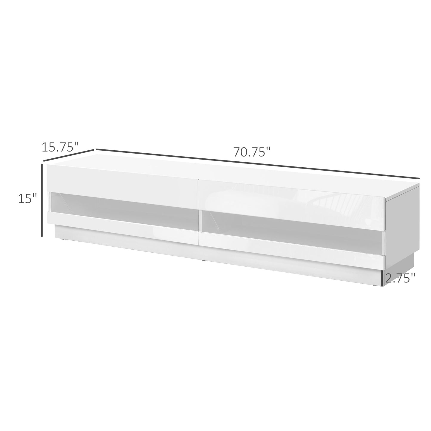 HOMCOM Illuminated TV Stand for TVs up to 75 inches, TV Cabinet with Storage for Living Room, Glossy White