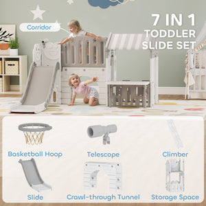 Toboggan 7 en 1 pour tout-petits, gris