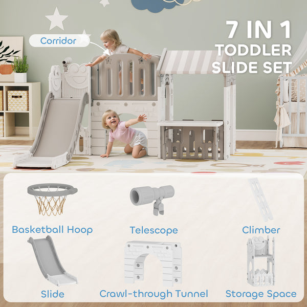 Toboggan 7 en 1 pour tout-petits, gris