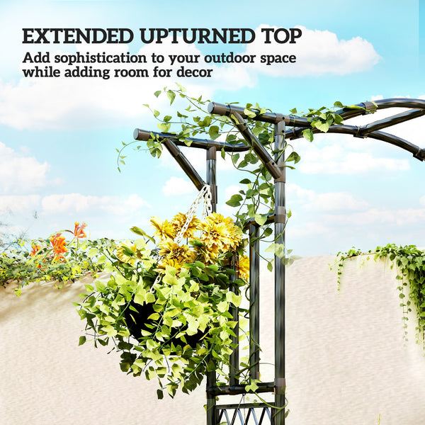 Arche de jardin Outsunny avec treillis et toit allongé, noire