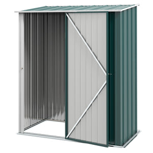 Abri de jardin en acier avec porte verrouillable simple, vert
