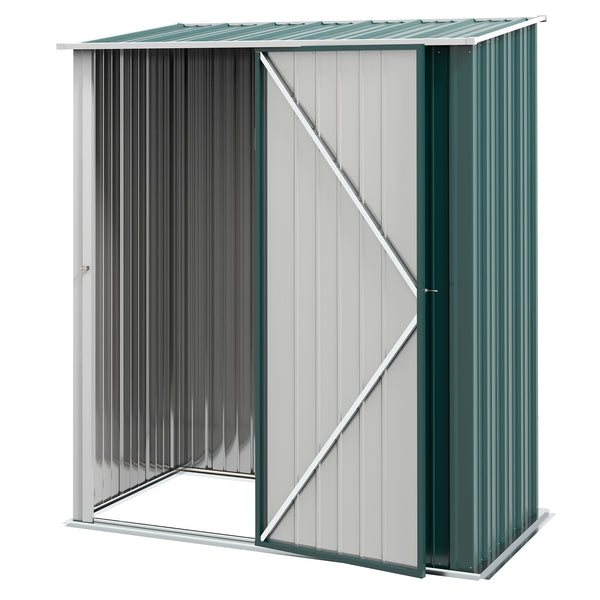 Abri de jardin en acier avec porte verrouillable simple, vert