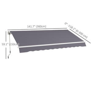 Store extérieur rétractable manuel 12' x 10', réglable et polyvalent, gris foncé