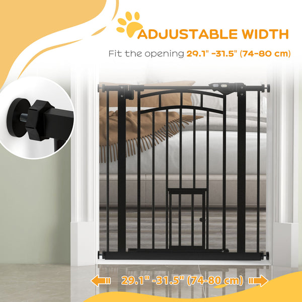 Self-closing pet gate, black