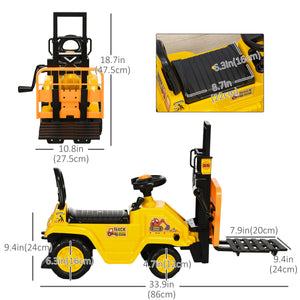 Forklift with storage tray, yellow